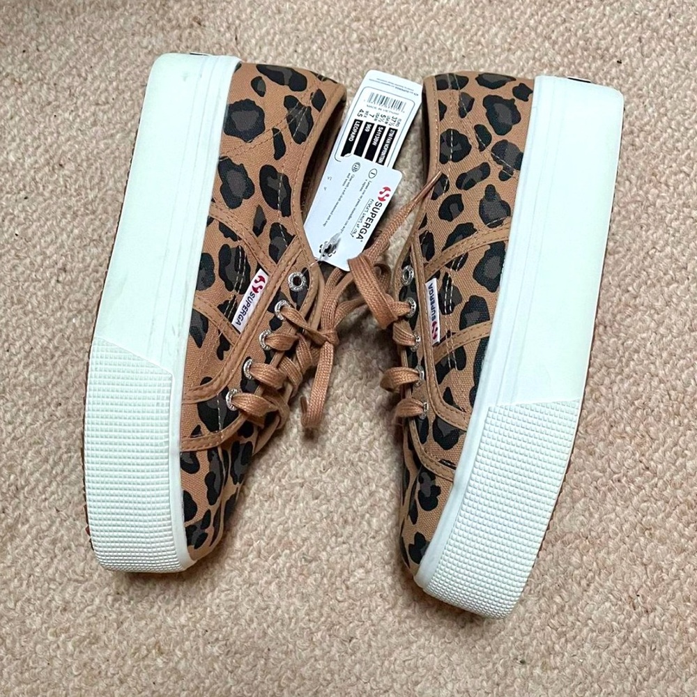 NWT Superga Leopard Print Platform Sneakers